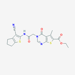 molecular formula C20H18N4O4S2 B254040 Ethyl 3-(3-cyano-5,4-dihydrothieno[2,3-d]pyrimidine-6-carboxylate 