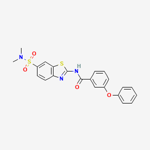 molecular formula C22H19N3O4S2 B2540401 N-(6-(N,N-dimethylsulfamoyl)benzo[d]thiazol-2-yl)-3-phenoxybenzamide CAS No. 923202-16-8