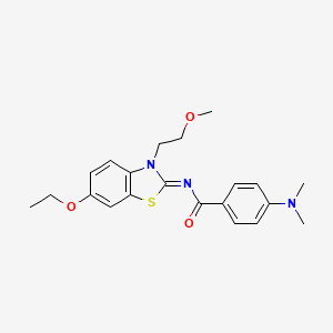 molecular formula C21H25N3O3S B2540402 (Z)-4-(二甲氨基)-N-(6-乙氧基-3-(2-甲氧基乙基)苯并[d]噻唑-2(3H)-亚甲基)苯甲酰胺 CAS No. 865161-95-1