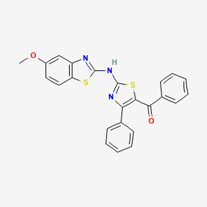 molecular formula C24H17N3O2S2 B2540408 (2-((5-Methoxybenzo[d]thiazol-2-yl)amino)-4-phenylthiazol-5-yl)(phenyl)methanone CAS No. 890946-83-5