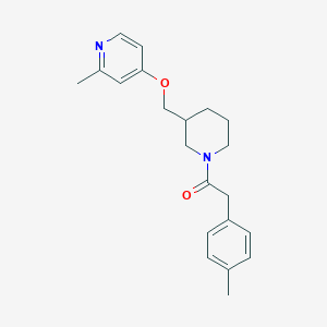 molecular formula C21H26N2O2 B2540415 2-(4-Methylphenyl)-1-[3-[(2-methylpyridin-4-yl)oxymethyl]piperidin-1-yl]ethanone CAS No. 2380040-15-1