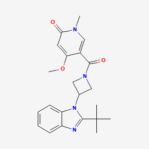 molecular formula C22H26N4O3 B2540430 5-[3-(2-tert-butyl-1H-1,3-benzodiazol-1-yl)azetidine-1-carbonyl]-4-methoxy-1-methyl-1,2-dihydropyridin-2-one CAS No. 2415631-04-6