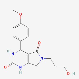 molecular formula C16H19N3O4 B2540441 6-(3-羟丙基)-4-(4-甲氧基苯基)-3,4,6,7-四氢-1H-吡咯并[3,4-d]嘧啶-2,5-二酮 CAS No. 1172443-44-5