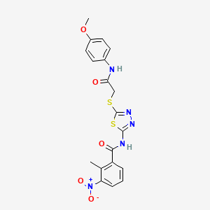 N-(5-((2-((4-methoxyphenyl)amino)-2-oxoethyl)thio)-1,3,4-thiadiazol-2-yl)-2-methyl-3-nitrobenzamide