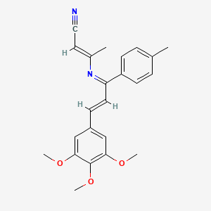 (2E)-3-[(Z)-[(2E)-1-(4-methylphenyl)-3-(3,4,5-trimethoxyphenyl)prop-2-en-1-ylidene]amino]but-2-enenitrile