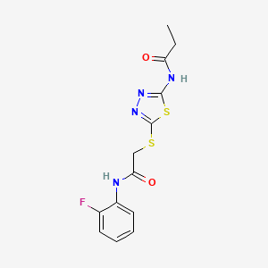 N-(5-((2-((2-fluorophenyl)amino)-2-oxoethyl)thio)-1,3,4-thiadiazol-2-yl)propionamide