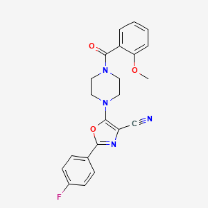 molecular formula C22H19FN4O3 B2540460 2-(4-氟苯基)-5-(4-(2-甲氧基苯甲酰)哌嗪-1-基)恶唑-4-腈 CAS No. 903868-51-9
