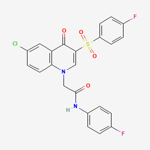 molecular formula C23H15ClF2N2O4S B2540461 2-[6-chloro-3-(4-fluorophenyl)sulfonyl-4-oxoquinolin-1-yl]-N-(4-fluorophenyl)acetamide CAS No. 866729-09-1