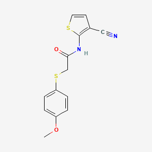 molecular formula C14H12N2O2S2 B2540465 N-(3-cyanothiophen-2-yl)-2-(4-methoxyphenyl)sulfanylacetamide CAS No. 941907-73-9