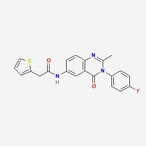 molecular formula C21H16FN3O2S B2540469 N-(3-(4-fluorophenyl)-2-methyl-4-oxo-3,4-dihydroquinazolin-6-yl)-2-(thiophen-2-yl)acetamide CAS No. 1105207-14-4