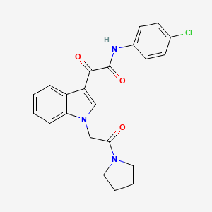 molecular formula C22H20ClN3O3 B2540473 N-(4-氯苯基)-2-氧代-2-[1-(2-氧代-2-吡咯烷-1-基乙基)吲哚-3-基]乙酰胺 CAS No. 872849-38-2