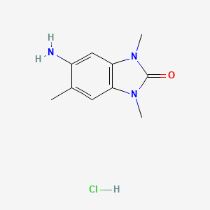 molecular formula C10H14ClN3O B2540477 5-amino-1,3,6-trimethyl-1,3-dihydro-2H-benzimidazol-2-one hydrochloride CAS No. 2089257-32-7