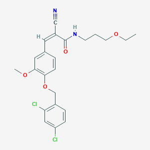 molecular formula C23H24Cl2N2O4 B2540483 (Z)-2-Cyano-3-[4-[(2,4-dichlorophenyl)methoxy]-3-methoxyphenyl]-N-(3-ethoxypropyl)prop-2-enamide CAS No. 473822-28-5