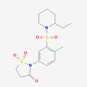 molecular formula C17H24N2O5S2 B254049 2-[3-(2-Ethylpiperidin-1-yl)sulfonyl-4-methylphenyl]-1,1-dioxo-1,2-thiazolidin-3-one 