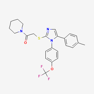 molecular formula C24H24F3N3O2S B2540491 1-(哌啶-1-基)-2-((5-(对甲苯基)-1-(4-(三氟甲氧基)苯基)-1H-咪唑-2-基)硫代)乙酮 CAS No. 1226443-98-6