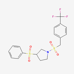 3-(Phenylsulfonyl)-1-((4-(trifluoromethyl)benzyl)sulfonyl)pyrrolidine