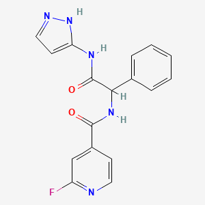 molecular formula C17H14FN5O2 B2540498 2-[(2-fluoropyridin-4-yl)formamido]-2-phenyl-N-(1H-pyrazol-3-yl)acetamide CAS No. 1333647-28-1