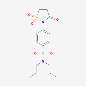 molecular formula C15H22N2O5S2 B254050 4-(1,1-dioxido-3-oxo-2-isothiazolidinyl)-N,N-dipropylbenzenesulfonamide 