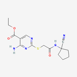 Ethyl 4-amino-2-({[(1-cyanocyclopentyl)carbamoyl]methyl}sulfanyl)pyrimidine-5-carboxylate