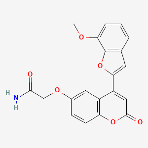 molecular formula C20H15NO6 B2540523 2-((4-(7-Methoxybenzofuran-2-yl)-2-oxo-2H-chromen-6-yl)oxy)acetamid CAS No. 898447-87-5