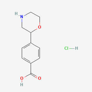 molecular formula C11H14ClNO3 B2540532 4-(Morpholin-2-yl)benzoic acid hydrochloride CAS No. 1417637-41-2