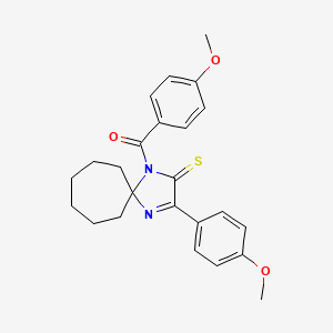 molecular formula C24H26N2O3S B2540533 1-(4-Methoxybenzoyl)-3-(4-methoxyphenyl)-1,4-diazaspiro[4.6]undec-3-ene-2-thione CAS No. 1223957-44-5