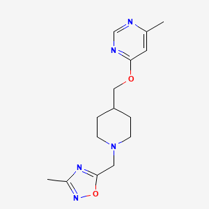 molecular formula C15H21N5O2 B2540534 3-Methyl-5-((4-(((6-methylpyrimidin-4-yl)oxy)methyl)piperidin-1-yl)methyl)-1,2,4-oxadiazole CAS No. 2320375-63-9