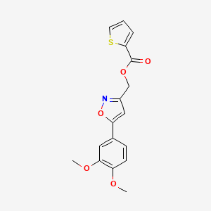 molecular formula C17H15NO5S B2540537 (5-(3,4-ジメトキシフェニル)イソキサゾール-3-イル)メチルチオフェン-2-カルボン酸エステル CAS No. 953178-29-5