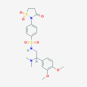 molecular formula C21H27N3O7S2 B254055 N-[2-(3,4-dimethoxyphenyl)-2-(dimethylamino)ethyl]-4-(1,1,3-trioxo-1,2-thiazolidin-2-yl)benzenesulfonamide 