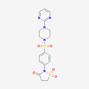 molecular formula C17H19N5O5S2 B254057 1,1-Dioxo-2-[4-(4-pyrimidin-2-ylpiperazin-1-yl)sulfonylphenyl]-1,2-thiazolidin-3-one 