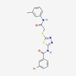 molecular formula C18H15BrN4O2S2 B2540570 3-ブロモ-N-(5-((2-オキソ-2-(m-トリルアミノ)エチル)チオ)-1,3,4-チアジアゾール-2-イル)ベンゾアミド CAS No. 392292-13-6