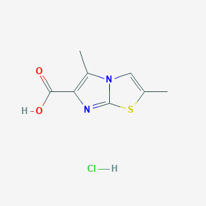 molecular formula C8H9ClN2O2S B2540571 2,5-二甲基咪唑并[2,1-b][1,3]噻唑-6-羧酸；盐酸盐 CAS No. 2580202-75-9