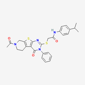2-((7-acetyl-4-oxo-3-phenyl-3,4,5,6,7,8-hexahydropyrido[4',3':4,5]thieno[2,3-d]pyrimidin-2-yl)thio)-N-(4-isopropylphenyl)acetamide