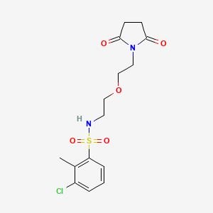 molecular formula C15H19ClN2O5S B2540590 3-chloro-N-(2-(2-(2,5-dioxopyrrolidin-1-yl)ethoxy)ethyl)-2-methylbenzenesulfonamide CAS No. 2034204-98-1
