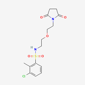 molecular formula C15H19ClN2O5S B2540590 3-Chlor-N-(2-(2-(2,5-Dioxopyrrolidin-1-yl)ethoxy)ethyl)-2-methylbenzolsulfonamid CAS No. 2034204-98-1