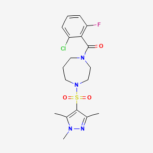 (2-chloro-6-fluorophenyl)(4-((1,3,5-trimethyl-1H-pyrazol-4-yl)sulfonyl)-1,4-diazepan-1-yl)methanone