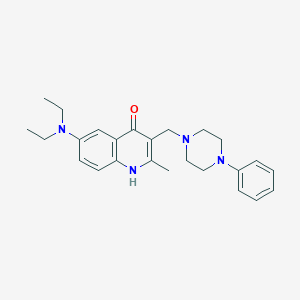 molecular formula C25H32N4O B254061 6-(Diethylamino)-2-methyl-3-[(4-phenyl-1-piperazinyl)methyl]-4-quinolinol 
