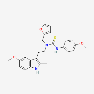 molecular formula C25H27N3O3S B2540614 1-(呋喃-2-基甲基)-1-(2-(5-甲氧基-2-甲基-1H-吲哚-3-基)乙基)-3-(4-甲氧基苯基)硫脲 CAS No. 851937-32-1