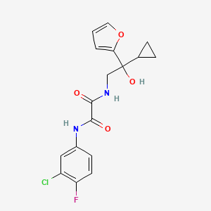 molecular formula C17H16ClFN2O4 B2540621 N1-(3-chloro-4-fluorophenyl)-N2-(2-cyclopropyl-2-(furan-2-yl)-2-hydroxyethyl)oxalamide CAS No. 1396845-16-1