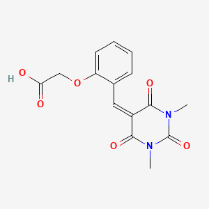molecular formula C15H14N2O6 B2540628 2-[2-[(1,3-二甲基-2,4,6-三氧代-1,3-二氮杂环戊-5-亚甲基)甲基]苯氧基]乙酸 CAS No. 313954-04-0