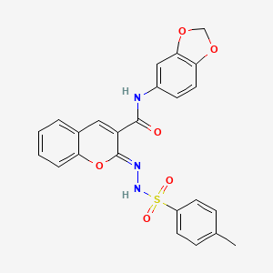 (2Z)-N-(1,3-benzodioxol-5-yl)-2-[(4-methylphenyl)sulfonylhydrazinylidene]chromene-3-carboxamide