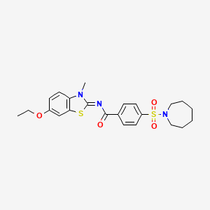 4-(azepan-1-ylsulfonyl)-N-(6-ethoxy-3-methyl-1,3-benzothiazol-2-ylidene)benzamide