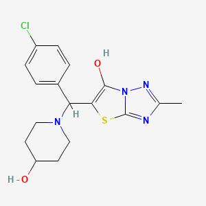 5-((4-Chlorophenyl)(4-hydroxypiperidin-1-yl)methyl)-2-methylthiazolo[3,2-b][1,2,4]triazol-6-ol