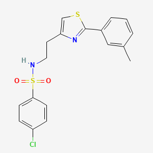 molecular formula C18H17ClN2O2S2 B2540665 4-chloro-N-(2-(2-(m-tolyl)thiazol-4-yl)ethyl)benzenesulfonamide CAS No. 896604-74-3