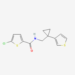 molecular formula C13H12ClNOS2 B2540667 5-Chloro-N-[(1-thiophen-3-ylcyclopropyl)methyl]thiophene-2-carboxamide CAS No. 2415490-18-3