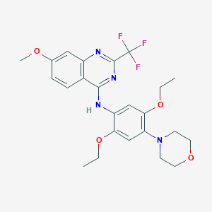 molecular formula C24H27F3N4O4 B254067 N-[2,5-diethoxy-4-(4-morpholinyl)phenyl]-N-[7-methoxy-2-(trifluoromethyl)-4-quinazolinyl]amine 