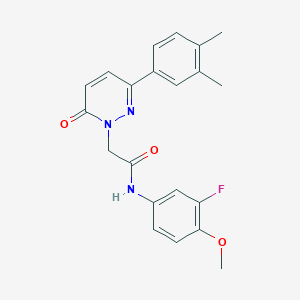 molecular formula C21H20FN3O3 B2540672 2-(3-(3,4-dimethylphenyl)-6-oxopyridazin-1(6H)-yl)-N-(3-fluoro-4-methoxyphenyl)acetamide CAS No. 1252901-21-5