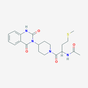 N-(1-(4-(2,4-dioxo-1,2-dihydroquinazolin-3(4H)-yl)piperidin-1-yl)-4-(methylthio)-1-oxobutan-2-yl)acetamide