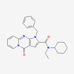 molecular formula C26H28N4O2 B2540684 1-benzyl-N-cyclohexyl-N-ethyl-4-oxo-1,4-dihydropyrido[1,2-a]pyrrolo[2,3-d]pyrimidine-2-carboxamide CAS No. 900293-08-5