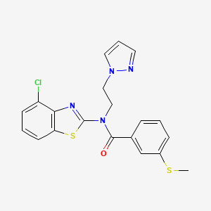 molecular formula C20H17ClN4OS2 B2540687 N-(2-(1H-吡唑-1-基)乙基)-N-(4-氯苯并[d]噻唑-2-基)-3-(甲硫基)苯甲酰胺 CAS No. 1171141-45-9